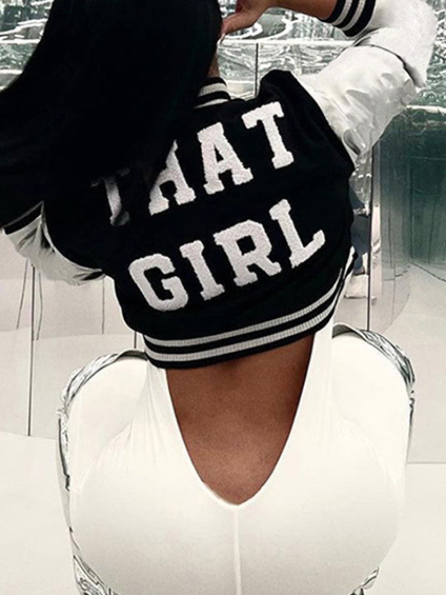 LW Letter Decor Striped Jacket