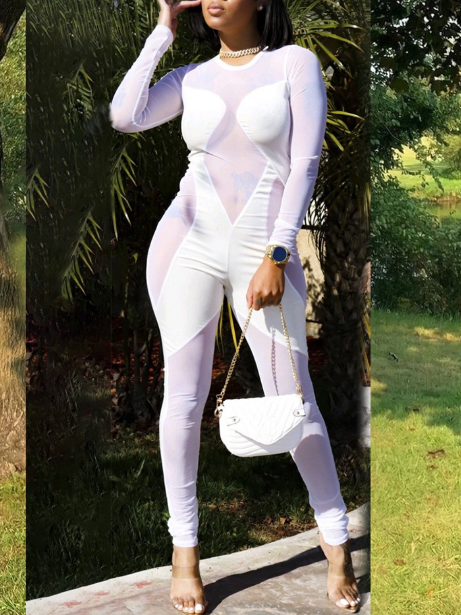 LW SXY See Through Zipper Design Jumpsuit
