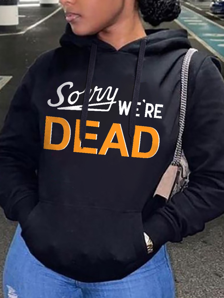 LW Letter Print Kangaroo Pocket Hoodie
