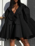 LW Plus Size Bow Tie Decor Fold Design Bud Dress
