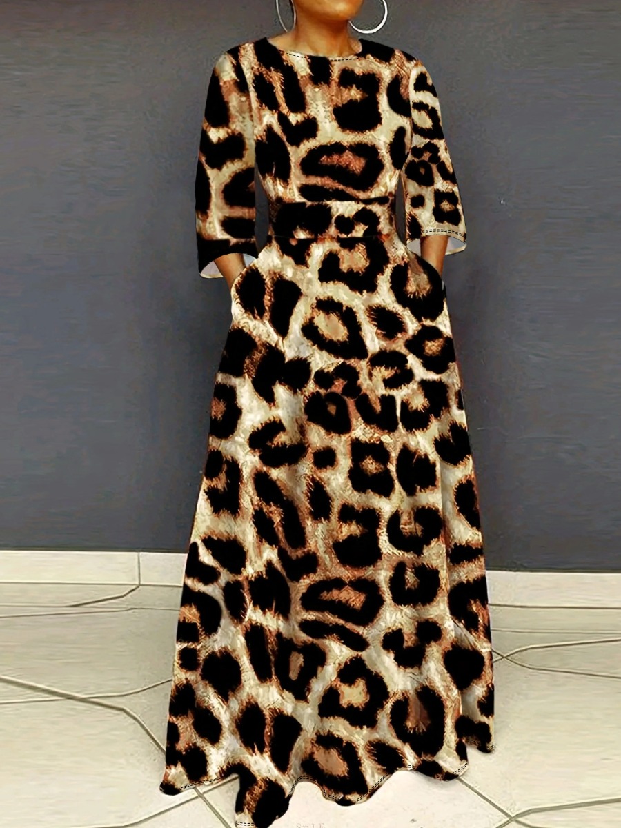 LW Plus Size Leopard Print Pocket Design A Line Dr