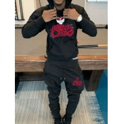 LW Men Star Blaze Print Kangaroo Pocket Tracksuit 