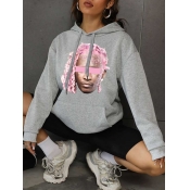 LW Figure Print Kangaroo Pocket Hoodie