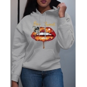 LW Plus SizeLip Letter Print Hoodie