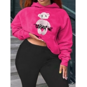 LW Plus Size Cartoon Letter Print Hoodie