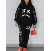 LW Plus Size Letter Print Kangaroo Pocket Tracksui
