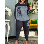 LW Plus Size Pink Letter Print Pants Set