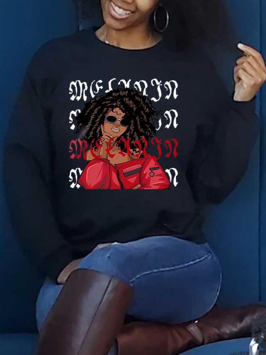 LW Plus Size Figure Letter Print Sweatshirt