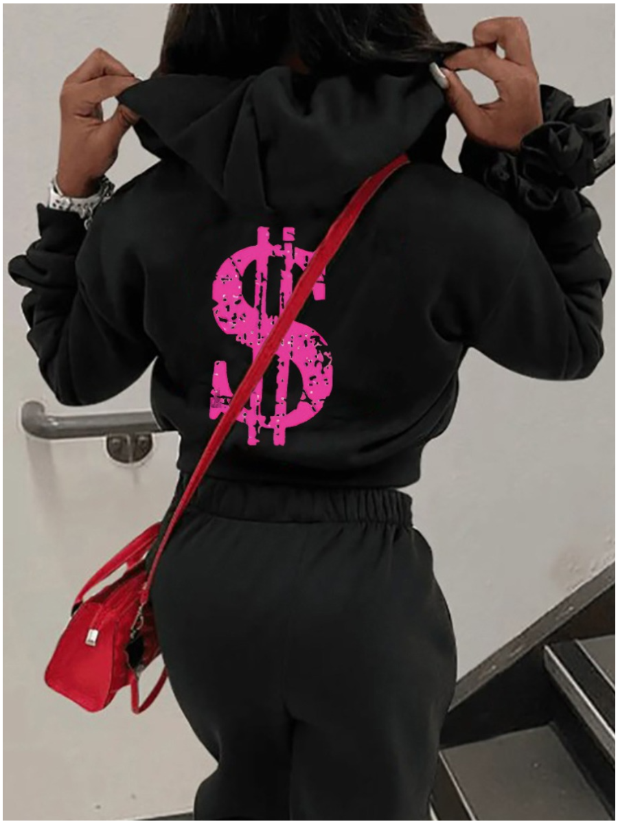 LW Letter Print Kangaroo Pocket Hoodie