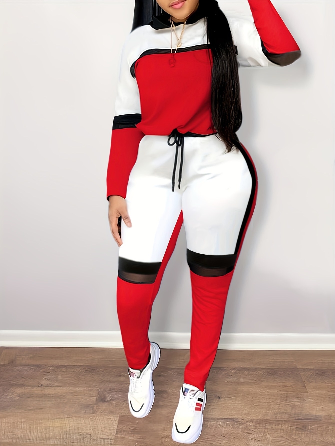 LW Plus Size Color-lump Tracksuit Pants Set