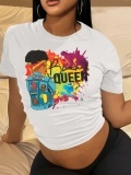 LW Figure Queen Letter Print T-shirt