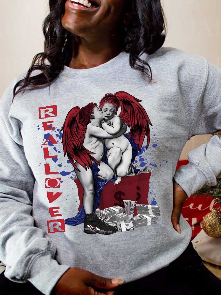 LW Plus Size Figure Letter Print Sweatshirt