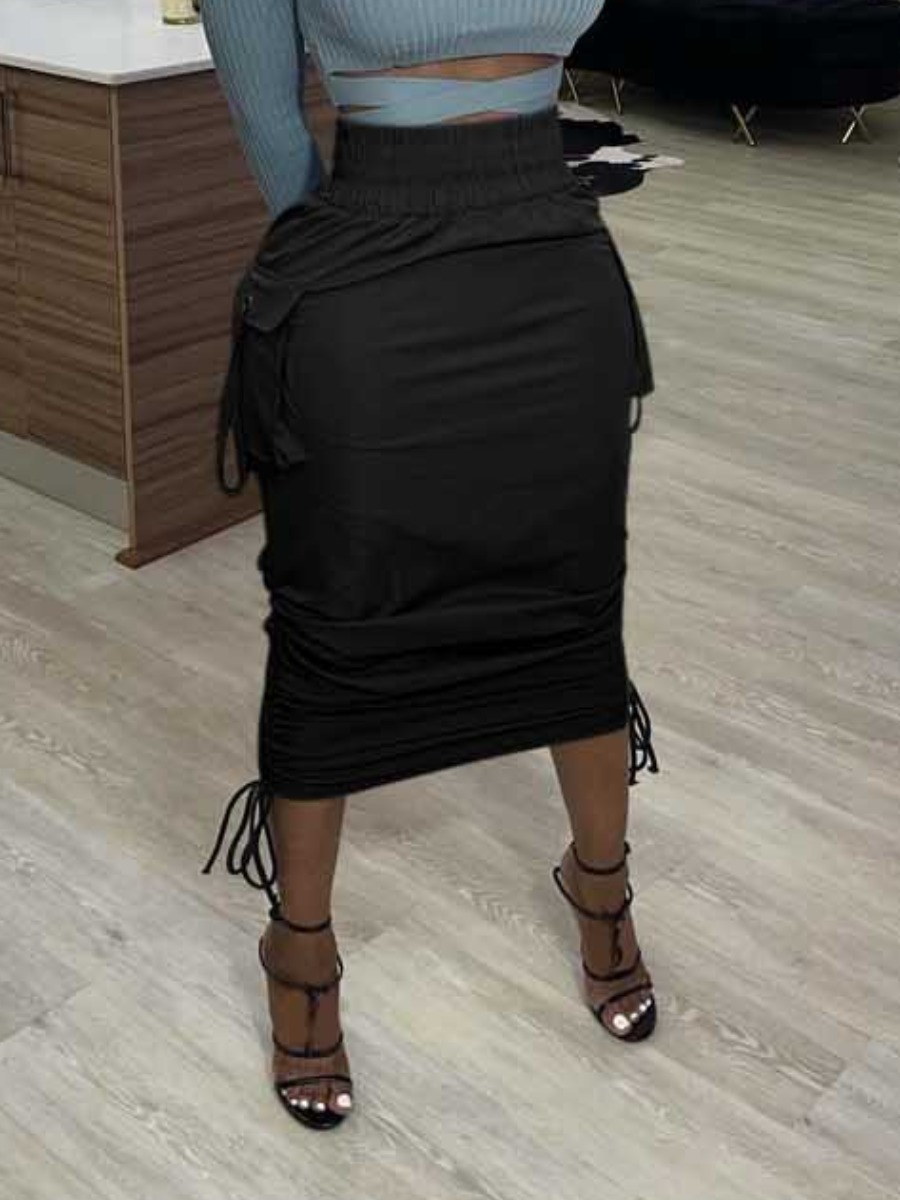 LW Drawstring Pocket Design Skirt