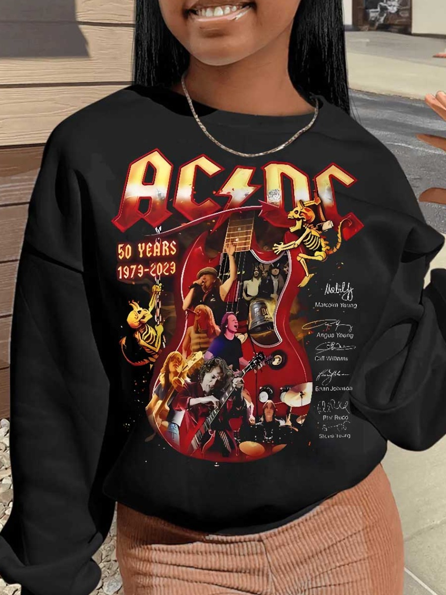 LW Plus Size Dropped Shoulder Figure Letter Print Sweatshirt
