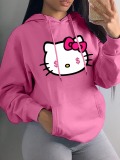 LW Plus Size Cartoon Print Kangaroo Pocket Hoodie