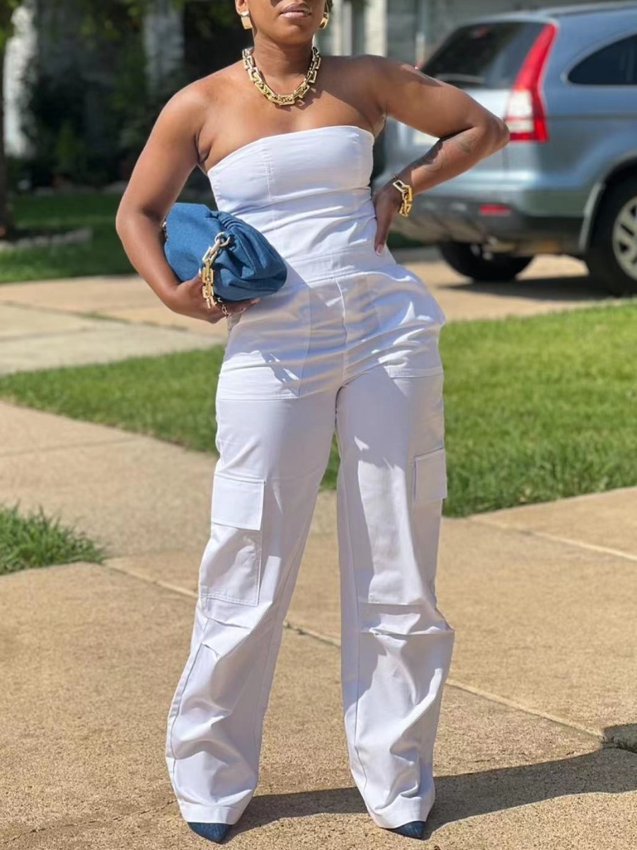 LW Off The Shoulder Side Pocket Jumpsuit