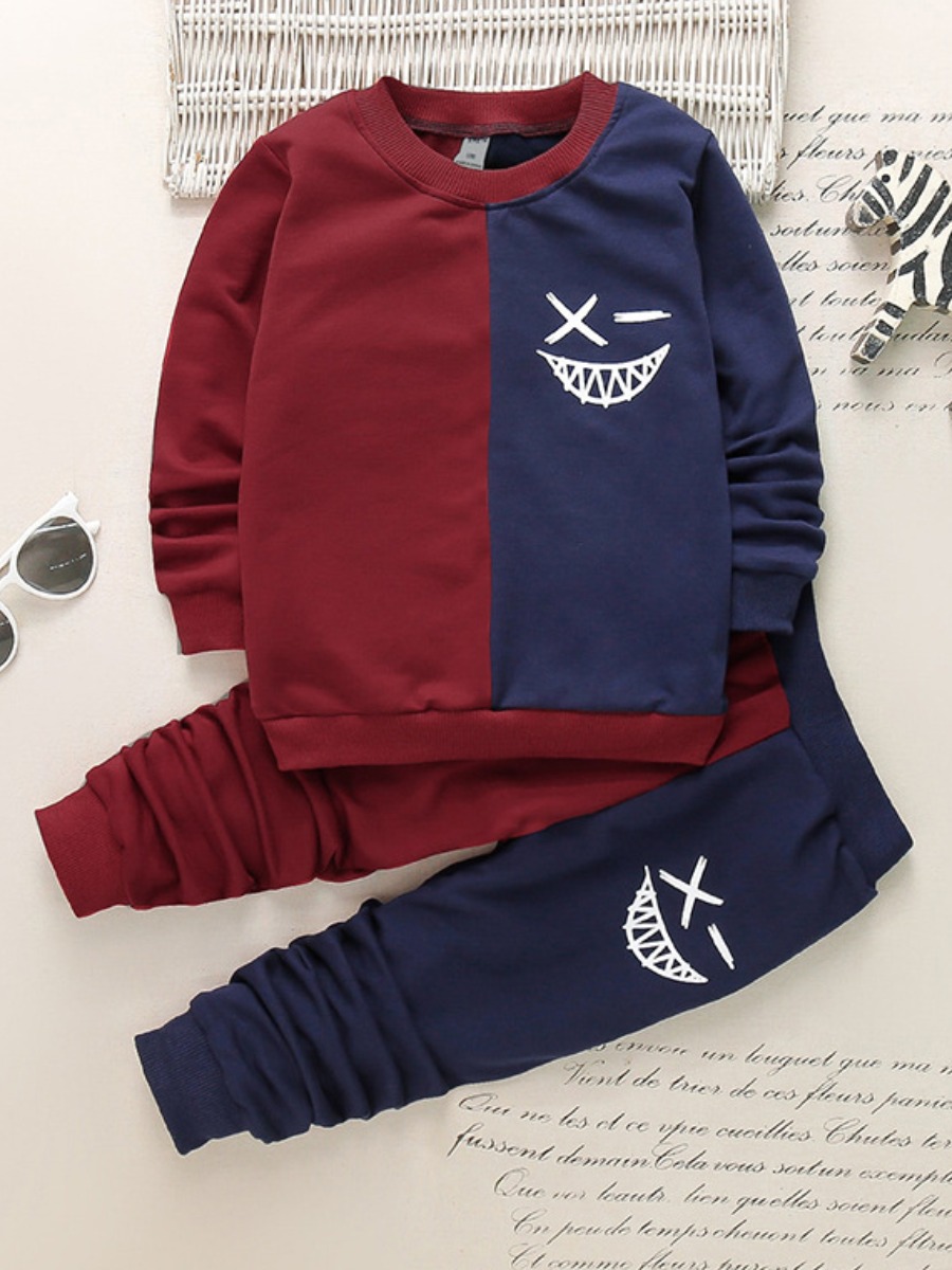 LW Unisex Kid Round Neck Patchwork Stacked Pants S
