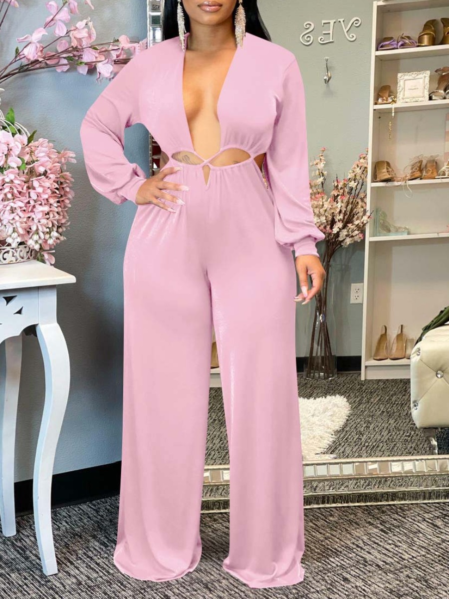 LW Bandage Design Solid Color Jumpsuit