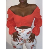 LW Off The Shoulder Shirred Crop Top Blouse
