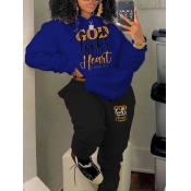 LW Plus Size Letter Print Kangaroo Pocket Tracksui