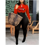 LW Plus Size Lip Print Pocket Design Jumpsuit