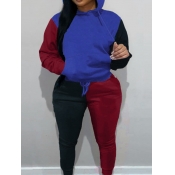 LW Plus Size Patchwork Kangaroo Pocket Tracksuit S