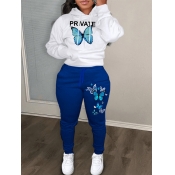 LW Plus Size Butterfly Letter Print Kangaroo Pocke