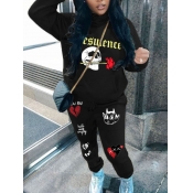 LW Plus Size Floral Skull Head Letter Print Tracks