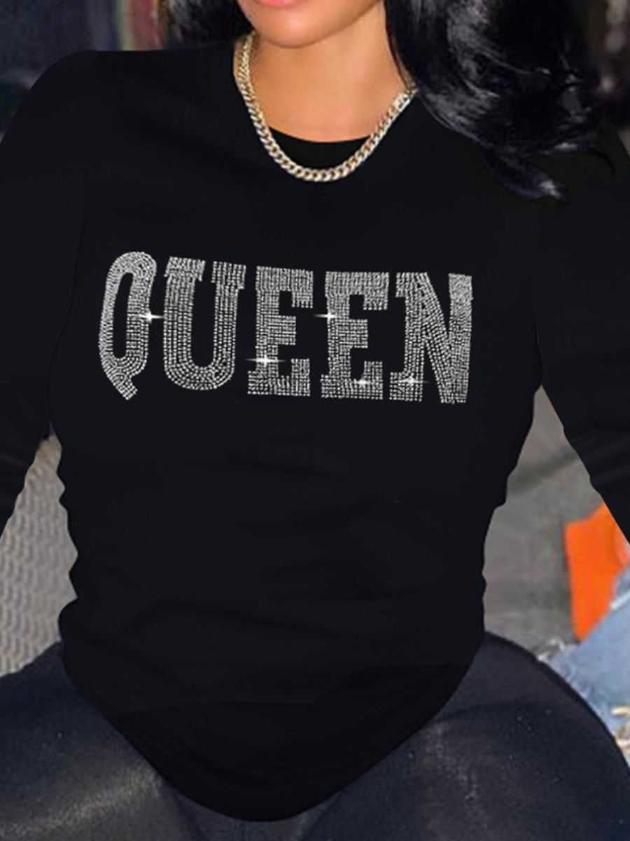 LW Plus Size Queen Letter Decor T-shirt