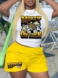 LW Money Letter Print Shorts Set