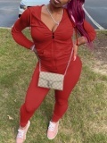 LW Plus Size Hooded Collar Kangaroo Pocket Tracksuit Set