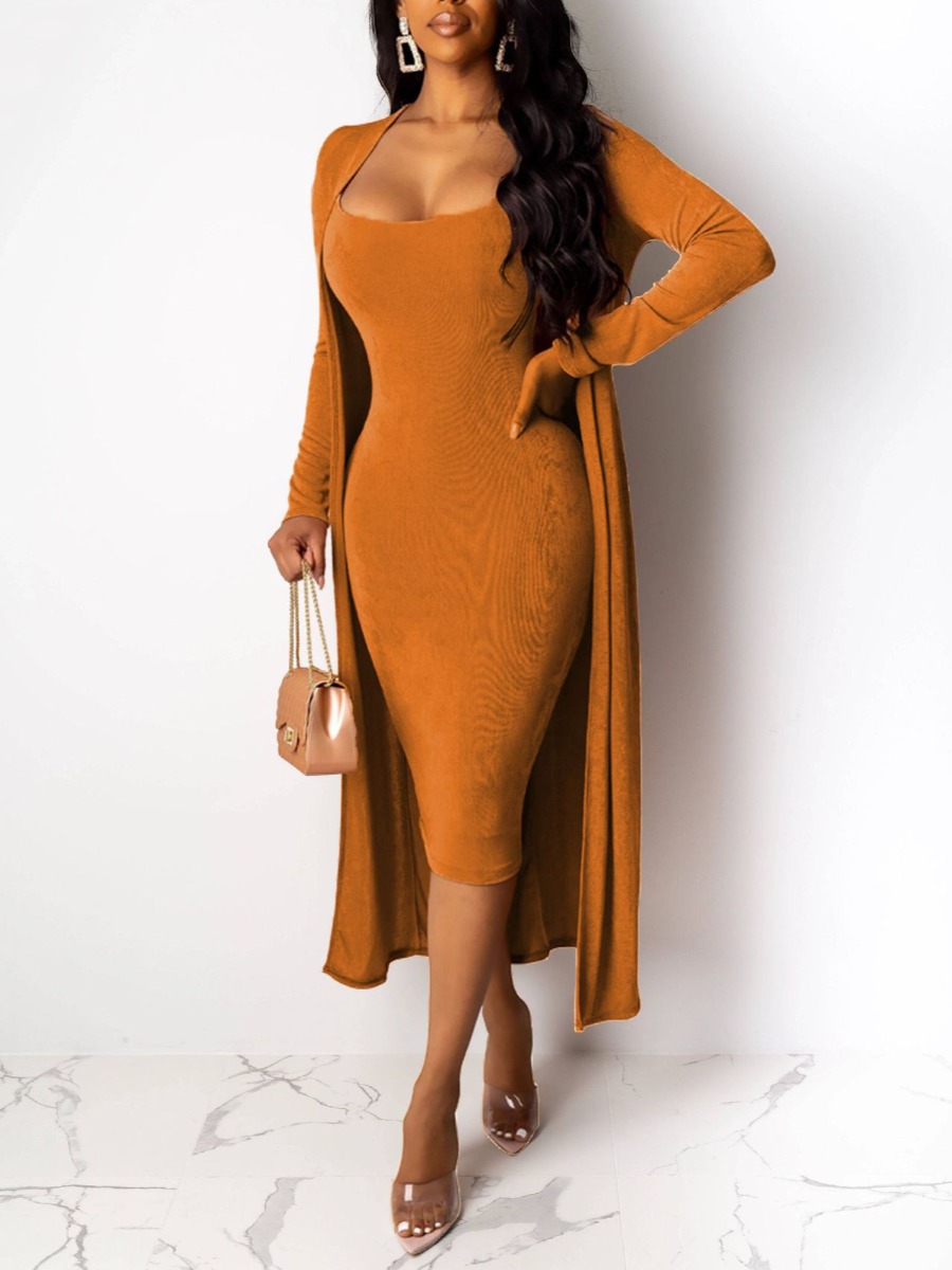 LW Velvet Cami Bodycon Dress Set