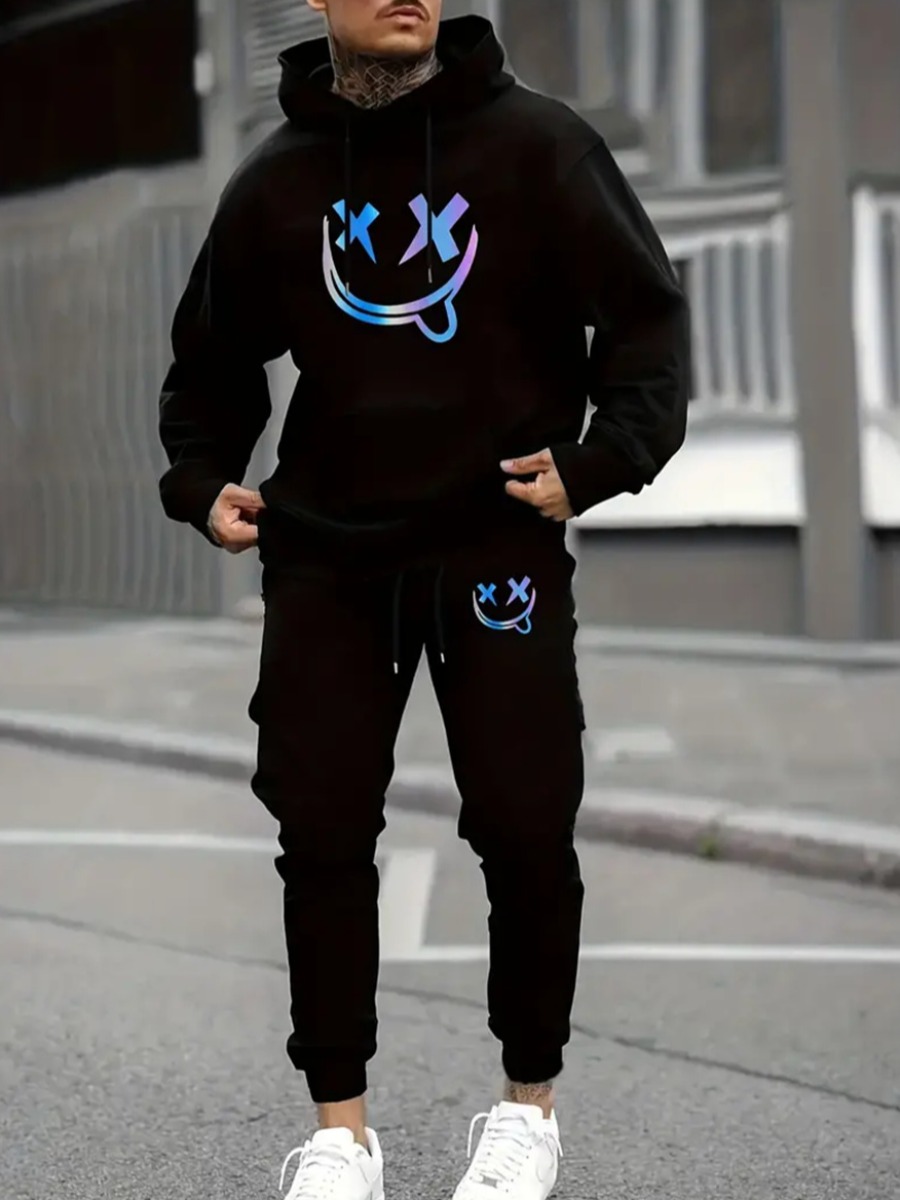 LW Men Gradient Kangaroo Pocket Tracksuit Set