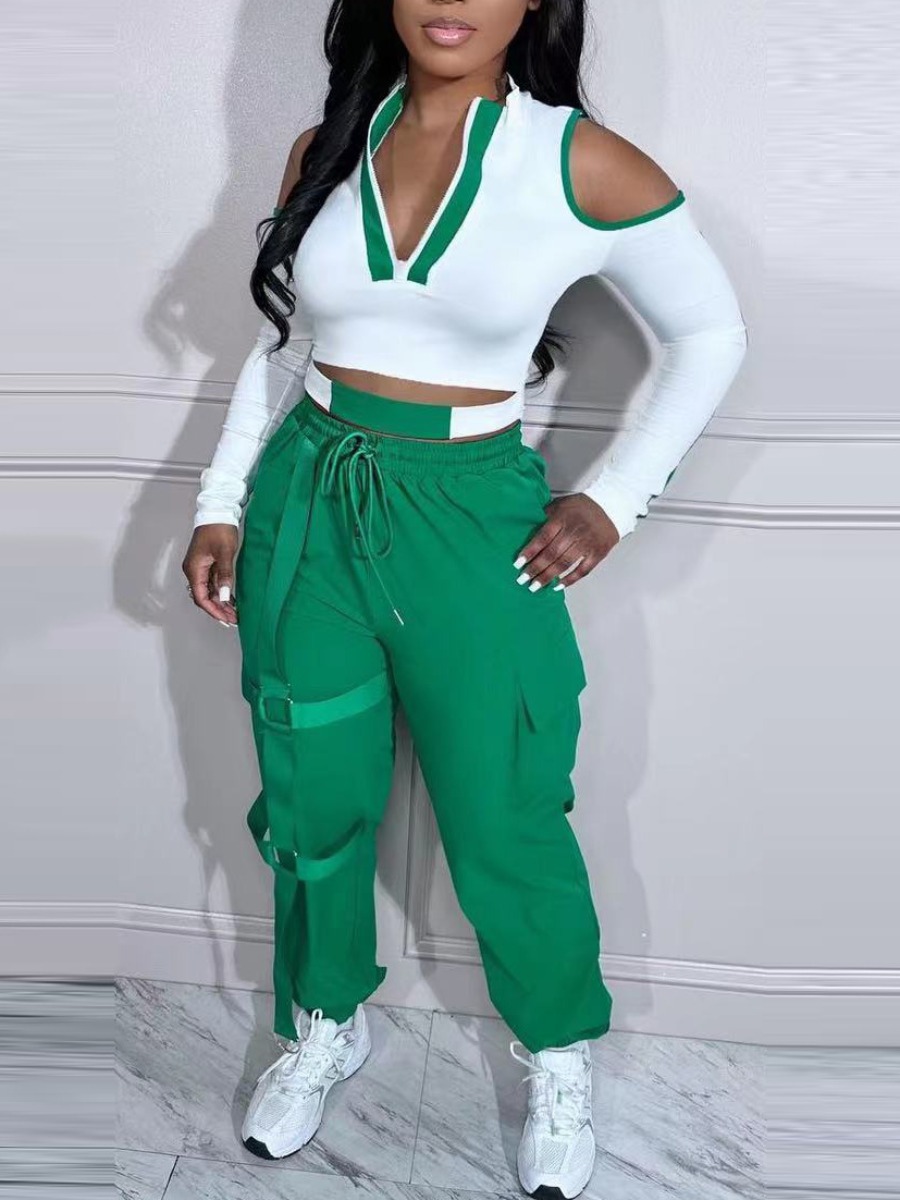 LW Cut Out Drawstring Side Pocket Pants Set