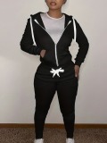 LW BASICS Hooded Collar Kangaroo Pocket Tracksuit Set