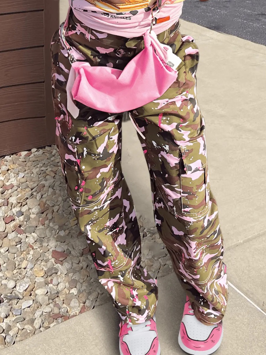 LW Camo Print Side Pocket Cargo Pants