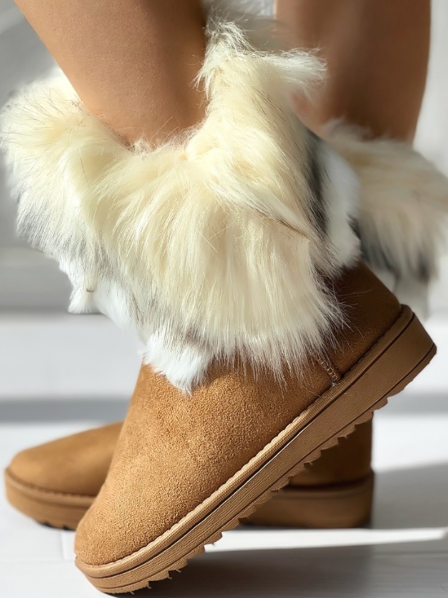 LW Round Toe Fluffy Booties