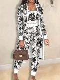 LW Plus Size Cami Geometric Print Drawstring Three Piece Pants Set