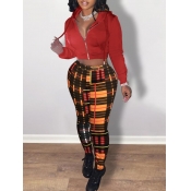 Lovely Casual Hooded Collar Long Sleeve Plaid Prin