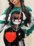 LW Pattern Print Cartoon Loose Sweatshirt