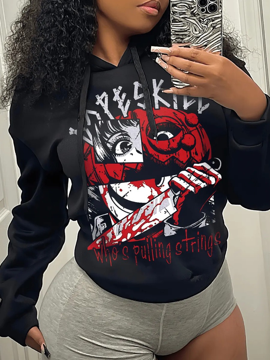 LW Figure Letter Print Hoodie