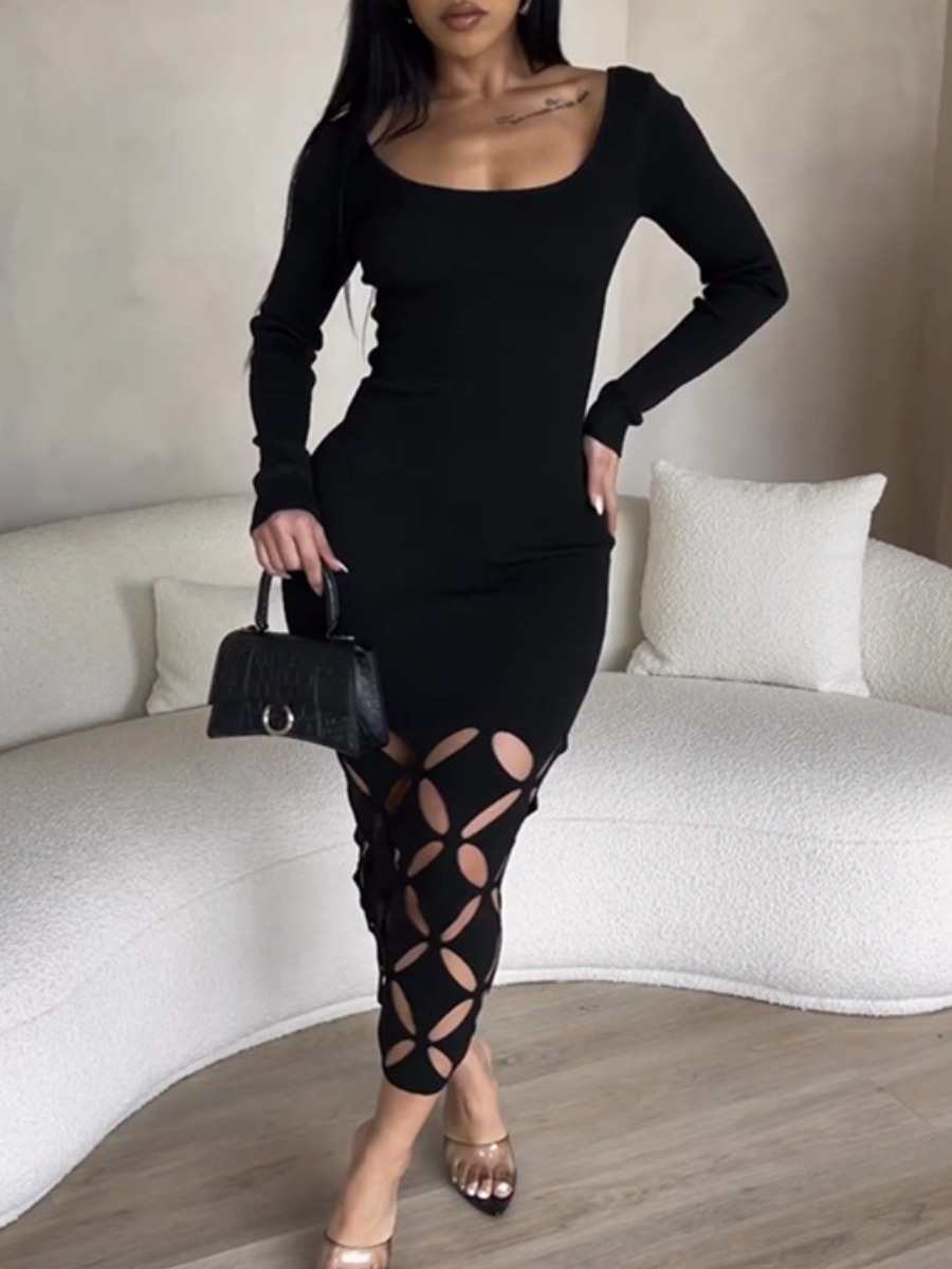 LW SXY U Neck Cut Out Bodycon Dress