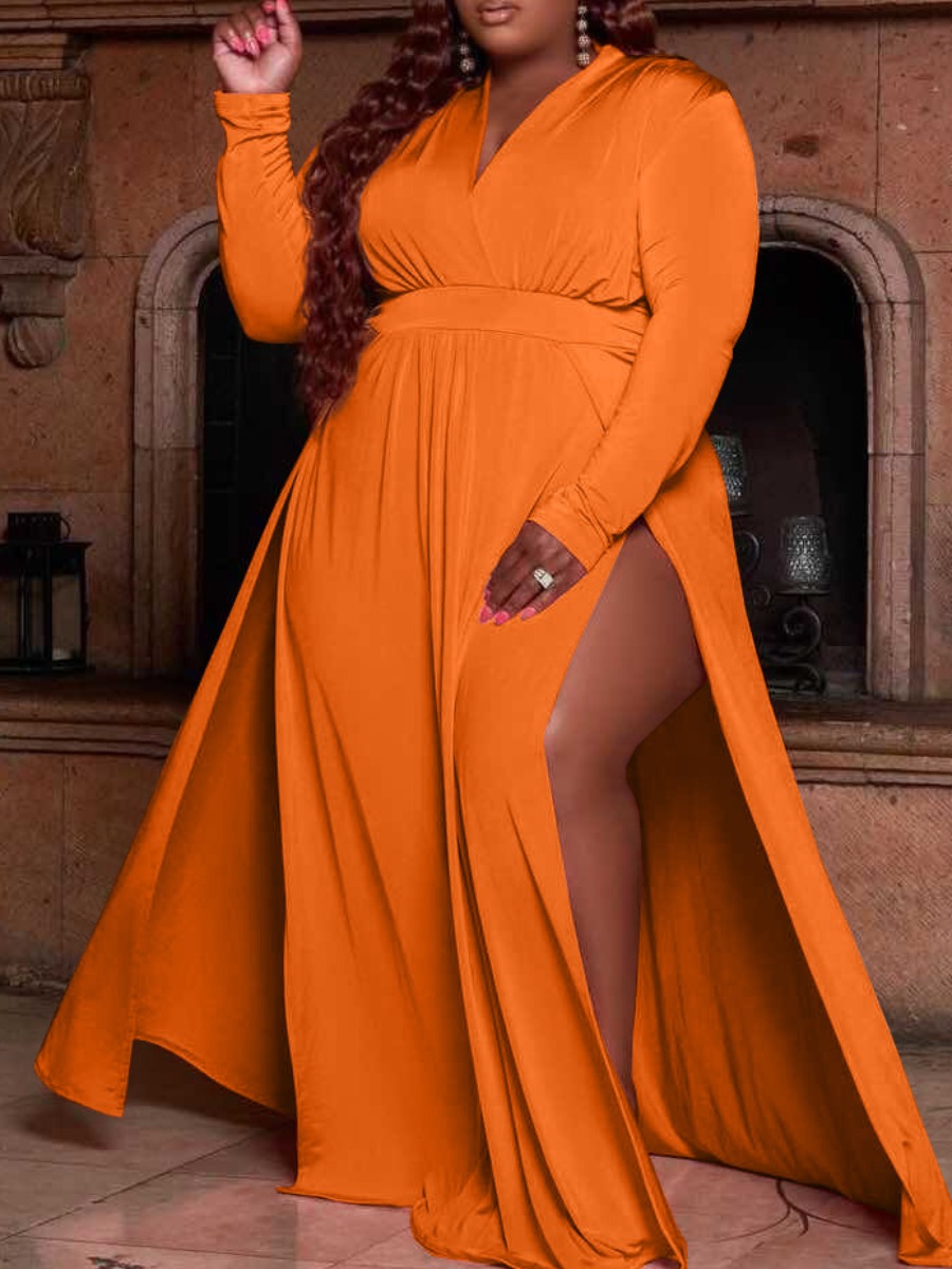 LW Plus Size V Neck Thigh Split Loose Dress