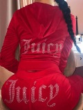 LW Hooded Collar Rhinestone Letter Decor Tracksuit Set