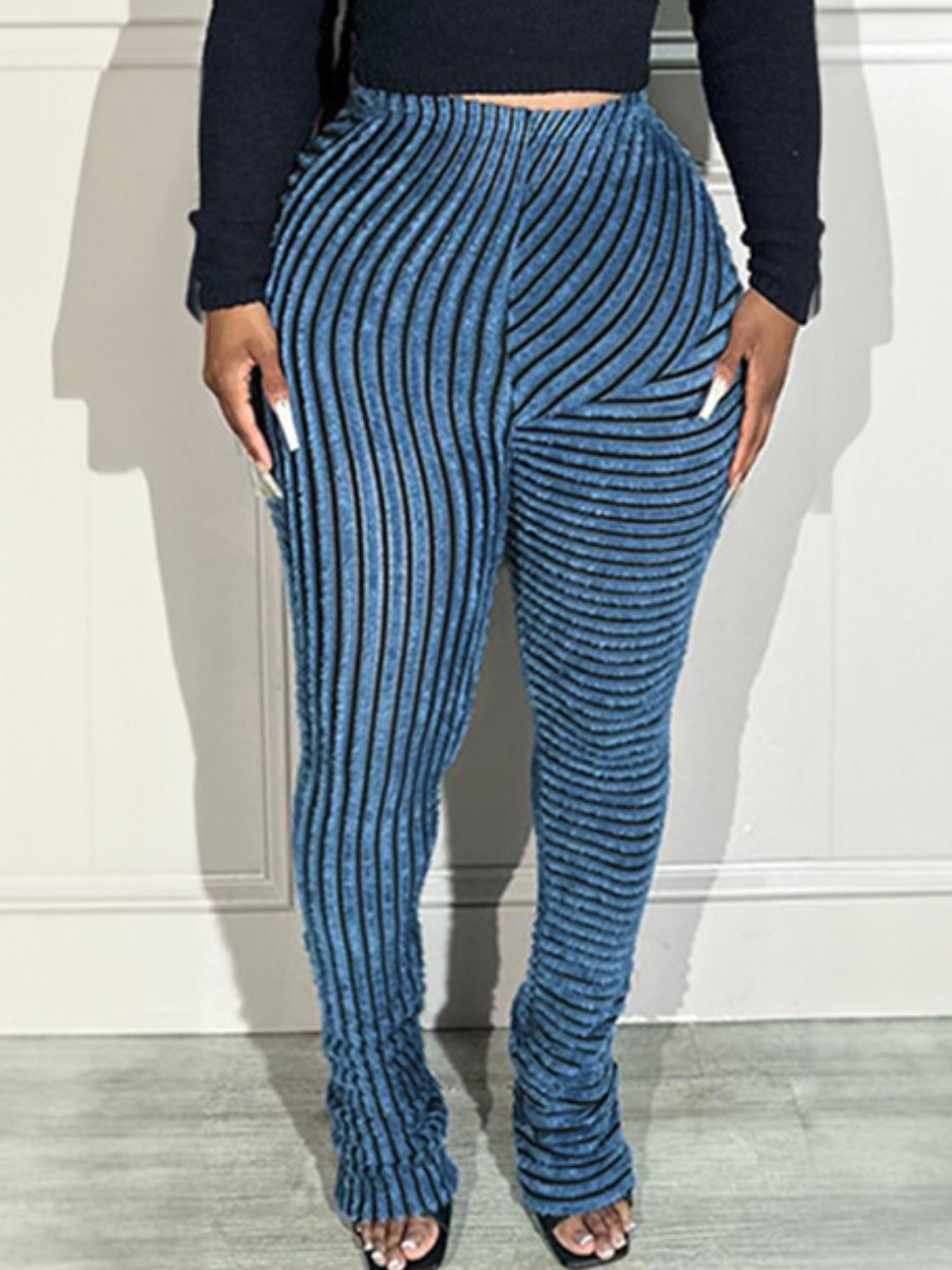 LW High Waist Teddy Striped Skinny Pants