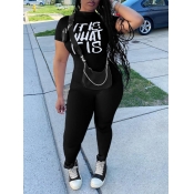 LW Letter Print Skinny Jumpsuit