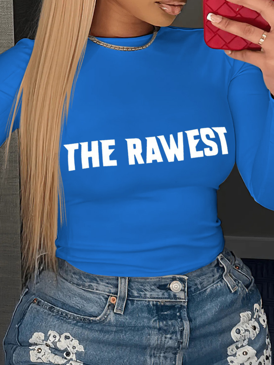 LW Plus Size Round Neck Letter Print T-shirt