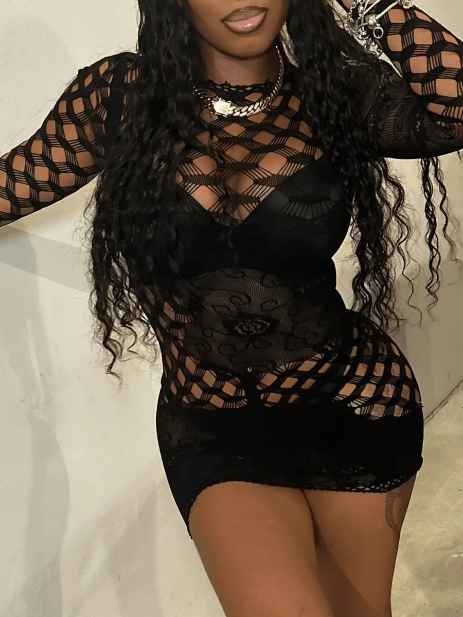 LW SXY Cut Out Geometric Pattern Mini Dress