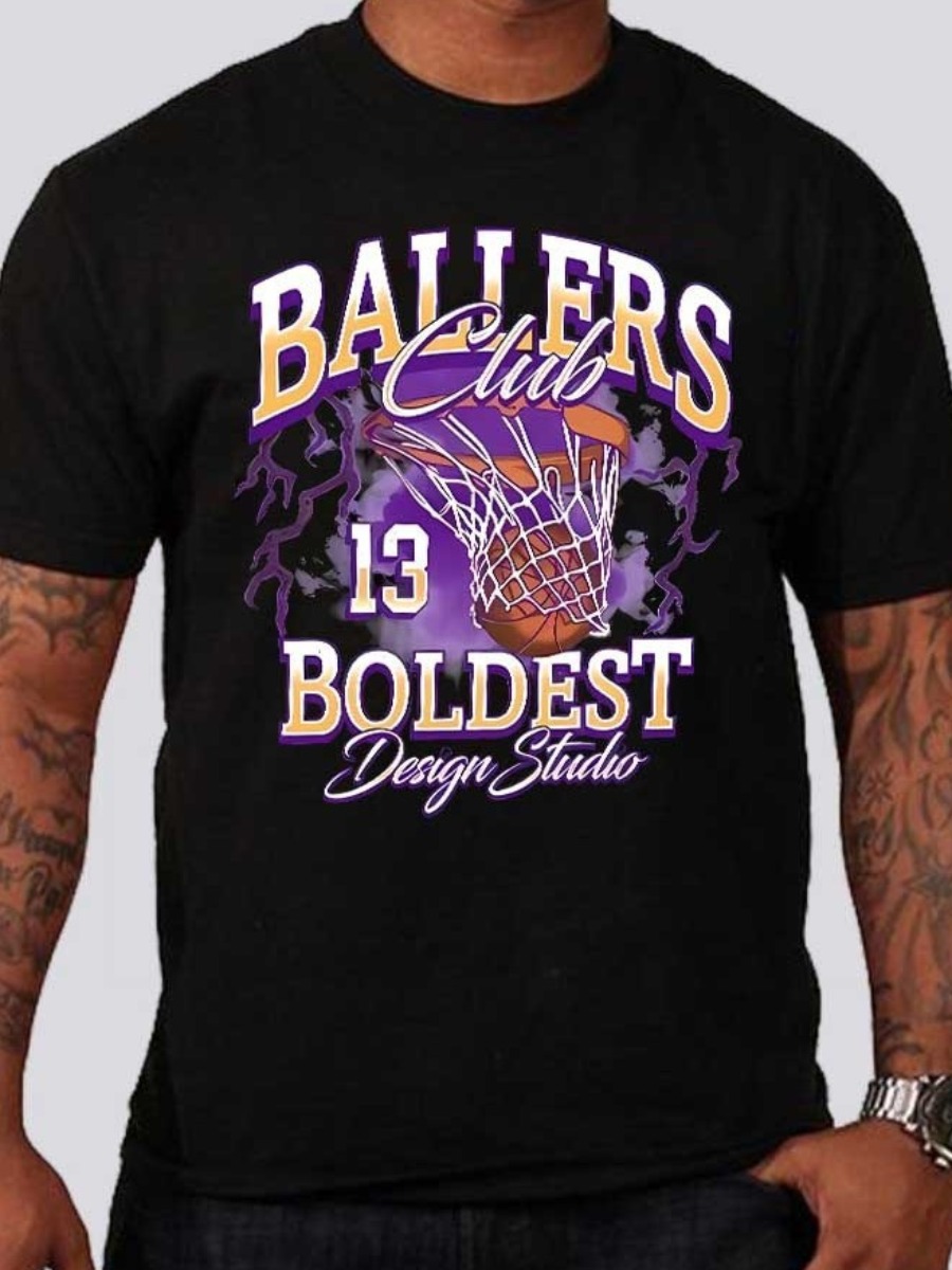LW Men Basketball Letter Print T-shirt
