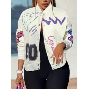 LW Letter Print Patchwork Jacket